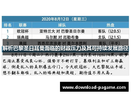 解析巴黎圣日耳曼面临的财政压力及其可持续发展路径