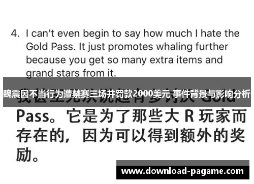 魏震因不当行为遭禁赛三场并罚款2000美元 事件背景与影响分析